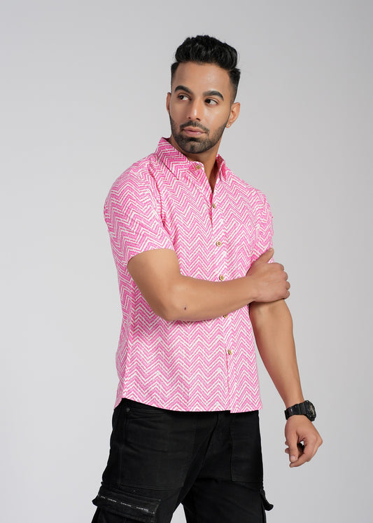 COTTON BLOCK PRINTED HALF SLEEVE SHIRT