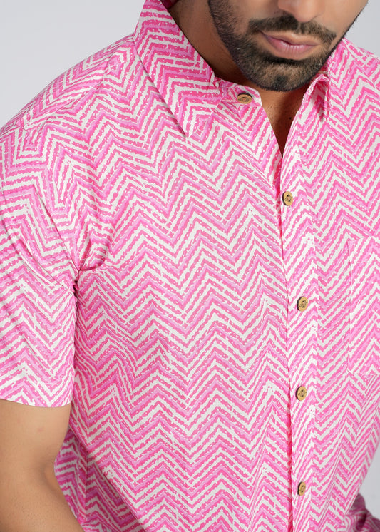 COTTON BLOCK PRINTED HALF SLEEVE SHIRT