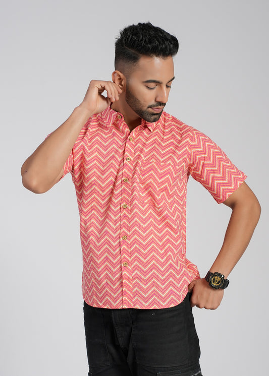 COTTON BLOCK PRINTED HALF SLEEVE SHIRT