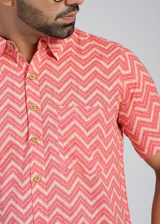 COTTON BLOCK PRINTED HALF SLEEVE SHIRT