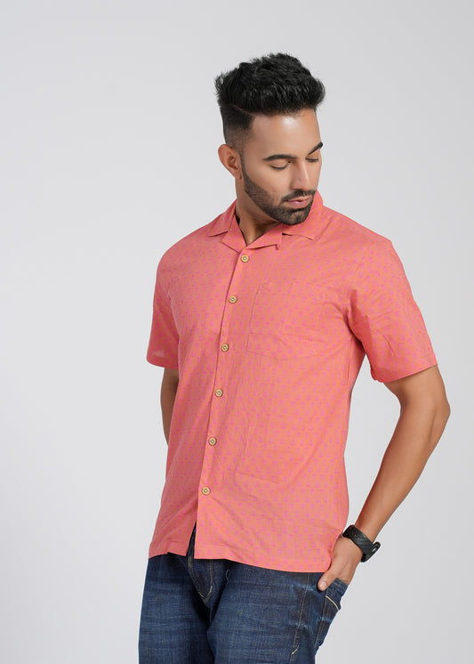 COTTON BLOCK PRINTED SLIM FIT SHIRT