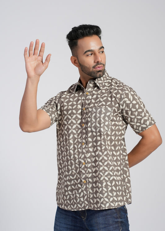 Dabu Cotton Printed Half Sleeve Shirt