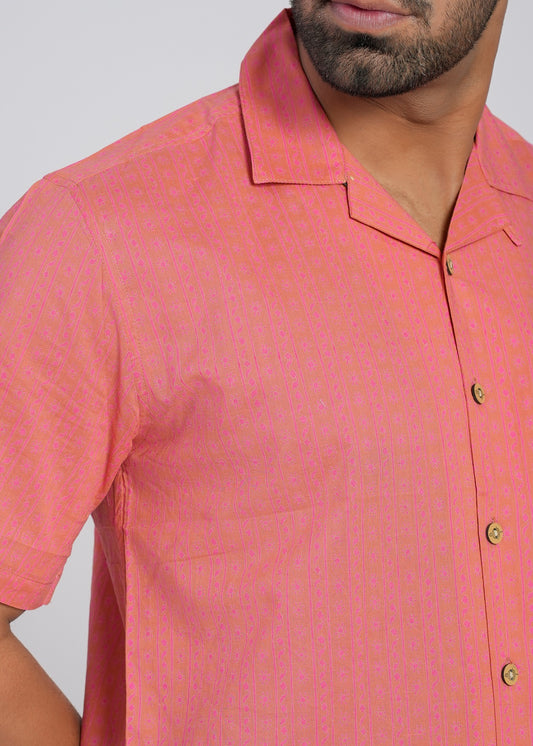 COTTON BLOCK PRINTED SLIM FIT SHIRT