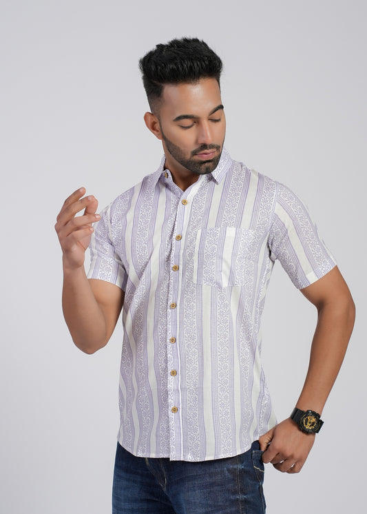 COTTON BLOCK PRINTED HALF SLEEVE SHIRT