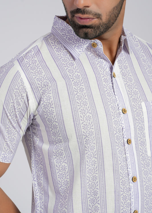 COTTON BLOCK PRINTED HALF SLEEVE SHIRT