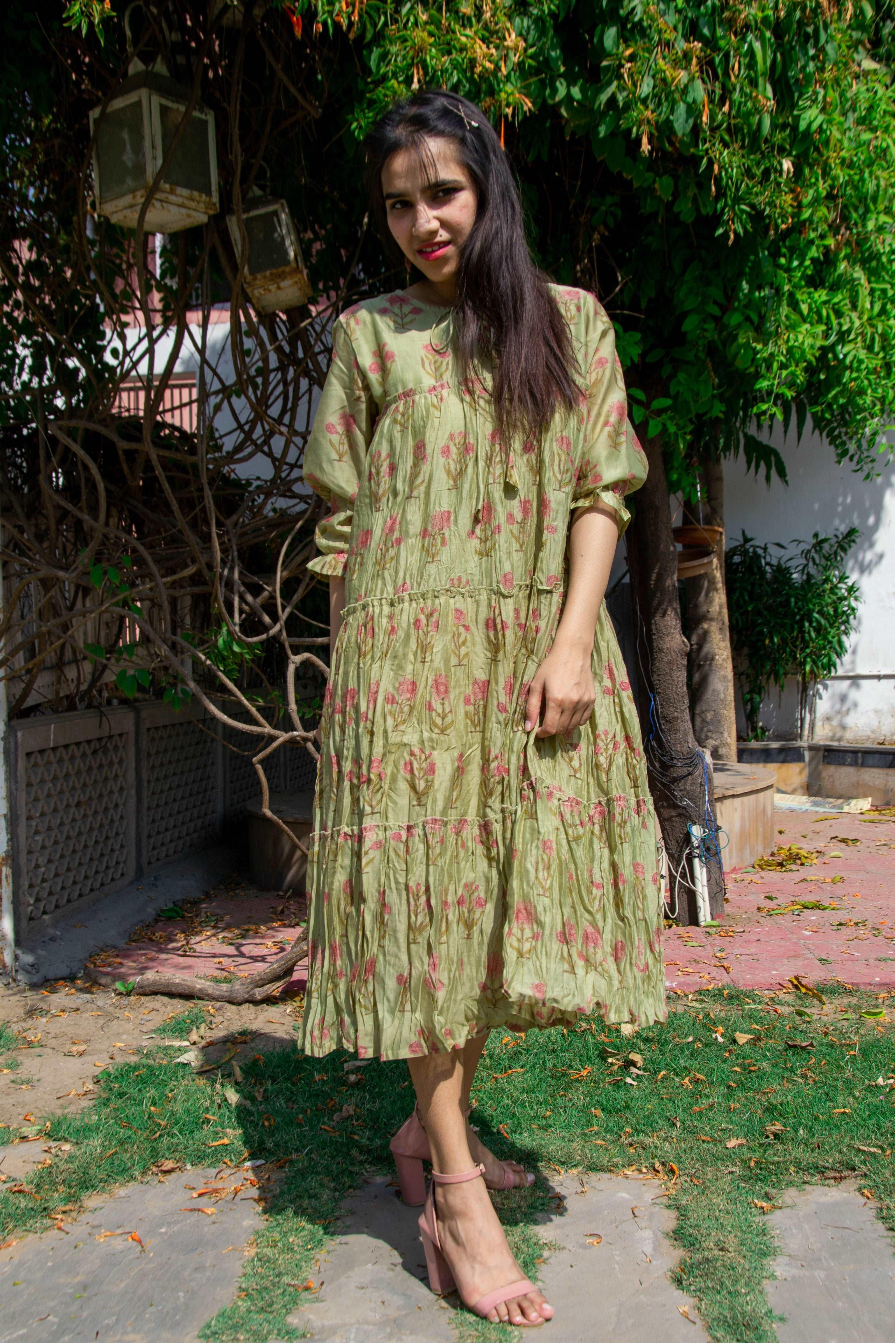 Olive green outlet cotton dress