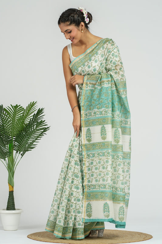 Green Chanderi Silk Saree