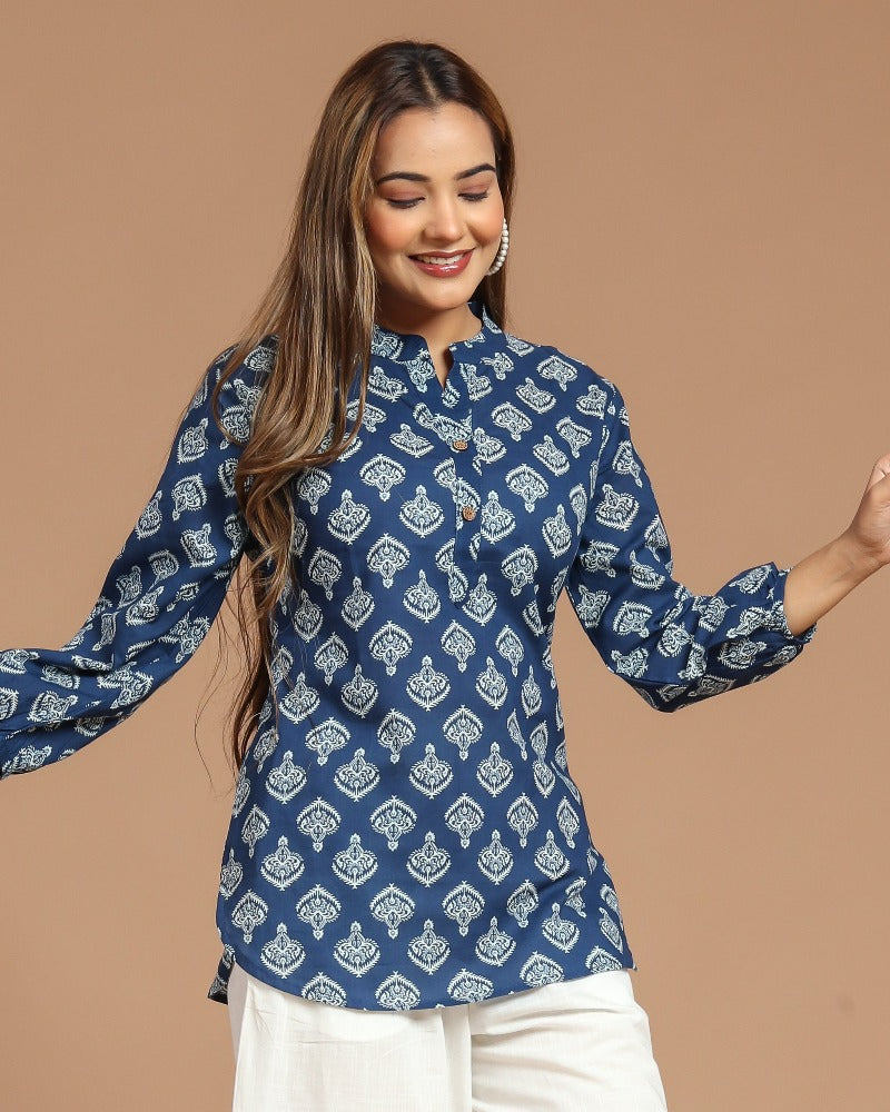 Printed Cotton Short Kurti – Cotton Curio