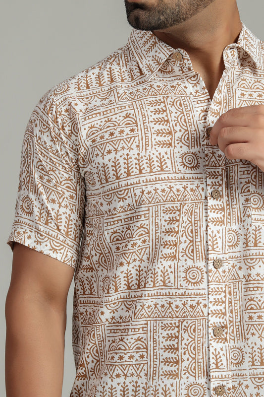 COTTON BLOCK PRINTED HALF SLEEVE SHIRT