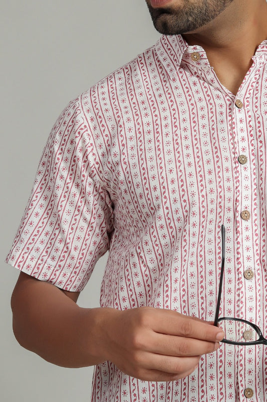 COTTON BLOCK PRINTED HALF SLEEVE SHIRT