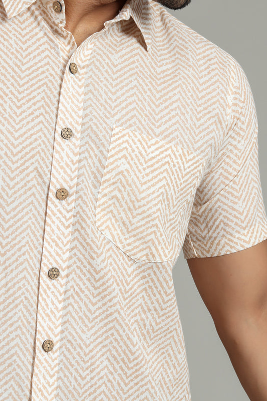 COTTON BLOCK PRINTED HALF SLEEVE SHIRT