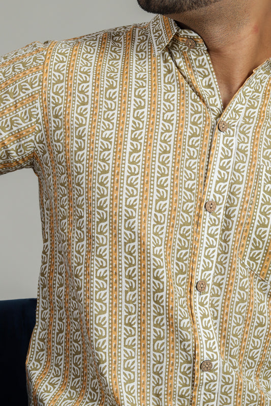 COTTON BLOCK PRINTED HALF SLEEVE SHIRT