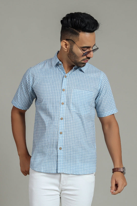 COTTON BLOCK PRINTED HALF SLEEVE SHIRT