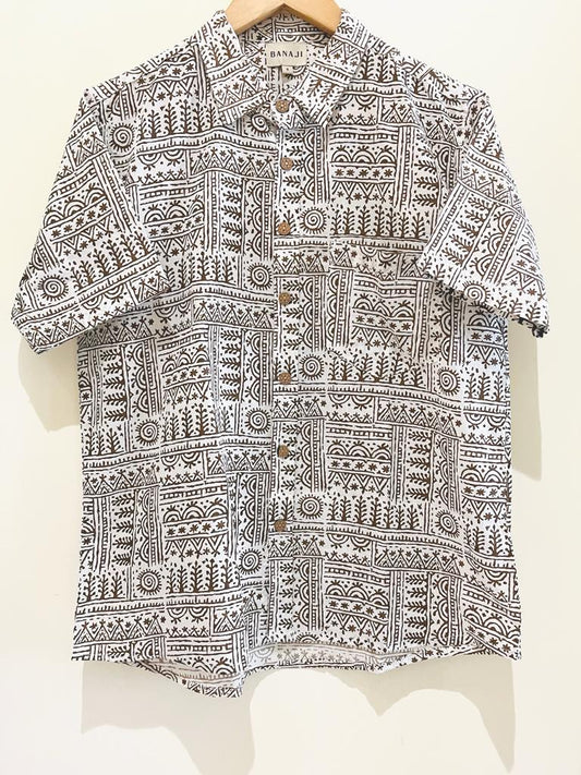 COTTON BLOCK PRINTED HALF SLEEVE SHIRT