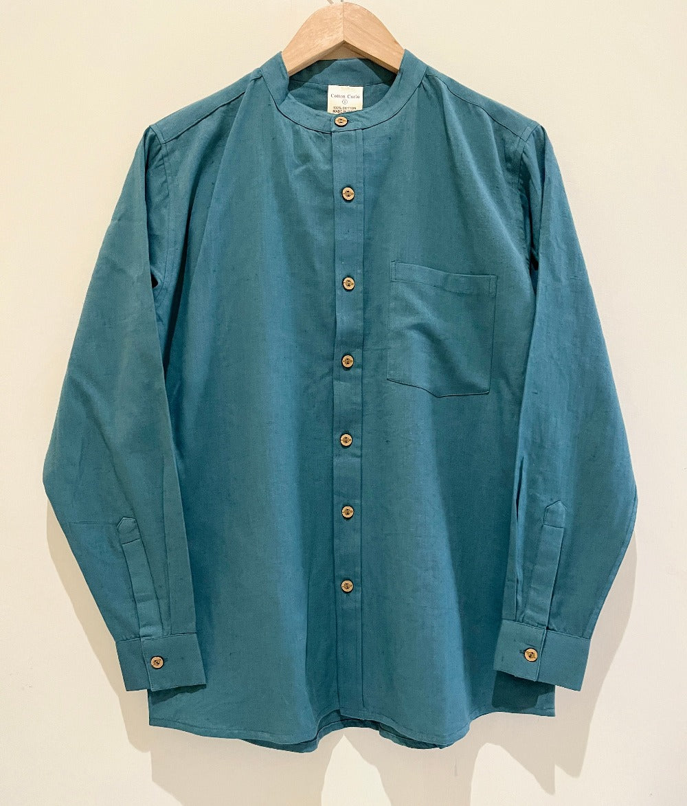 Sage Green Cotton Flax Full Sleeve Shirt