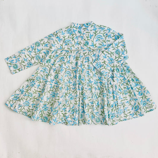 Turquoise Printed Girls Dress (0-8 Yrs)