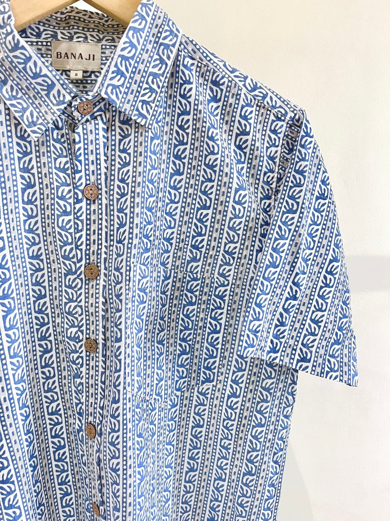 COTTON BLOCK PRINTED HALF SLEEVE SHIRT