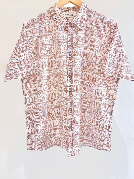 COTTON BLOCK PRINTED HALF SLEEVE SHIRT