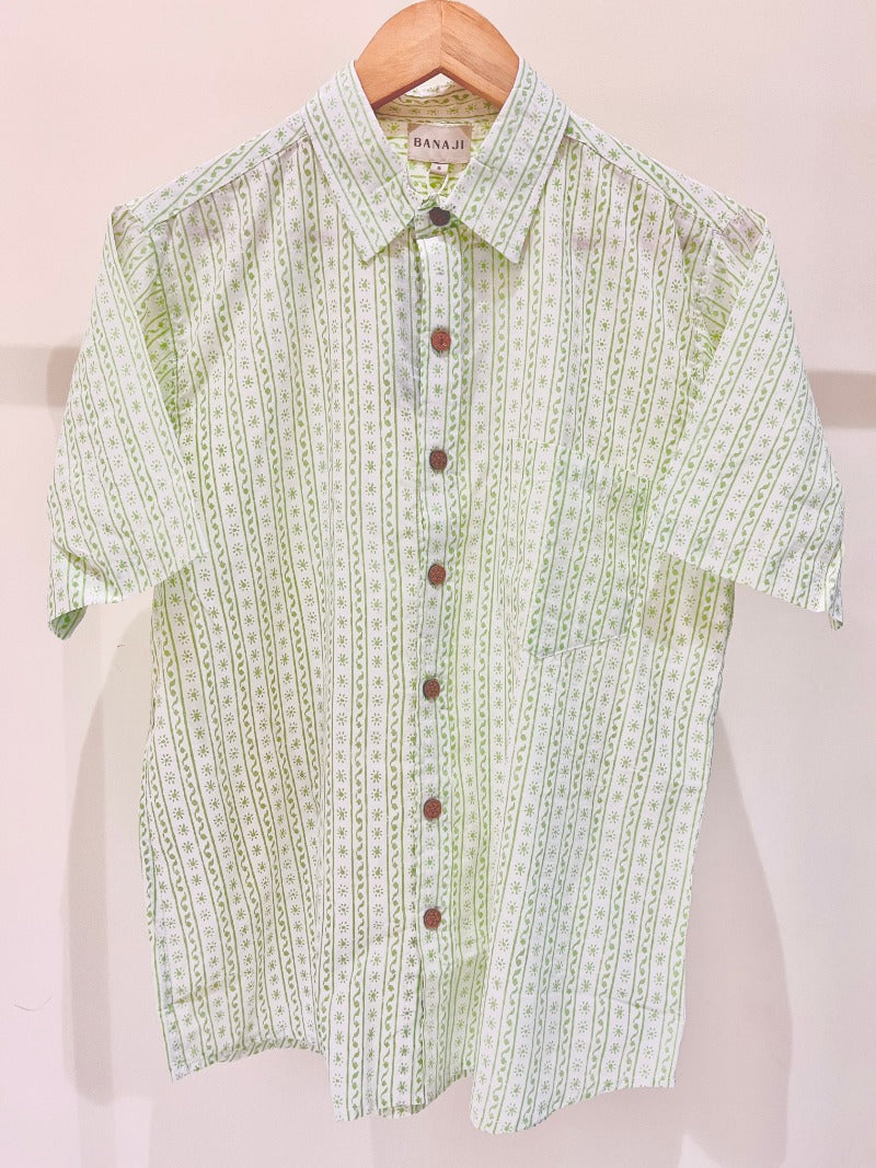 COTTON BLOCK PRINTED HALF SLEEVE SHIRT