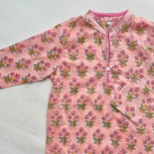 Peach Printed Girls Kurta with Pant (0-8 Yrs)