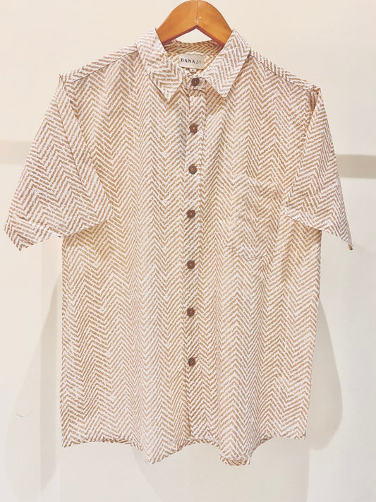 COTTON BLOCK PRINTED HALF SLEEVE SHIRT