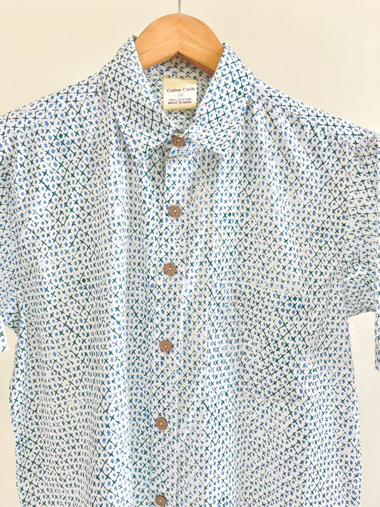 COTTON BLOCK PRINTED HALF SLEEVE SHIRT