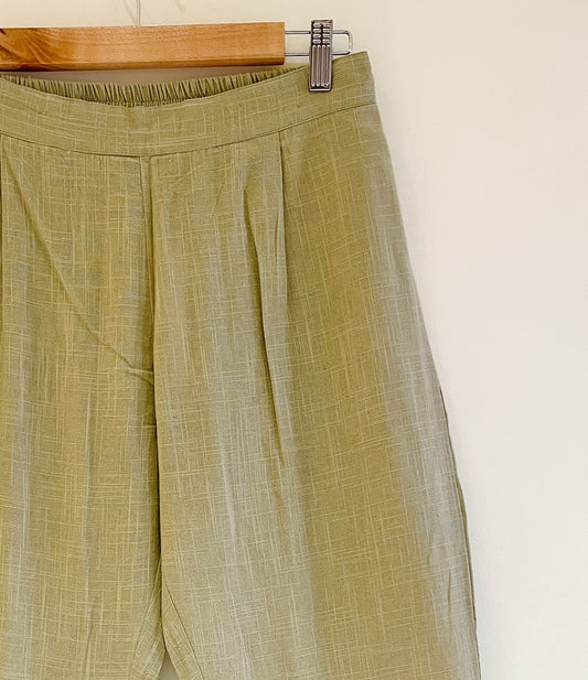 Olive Narrow Leg Cotton Pants