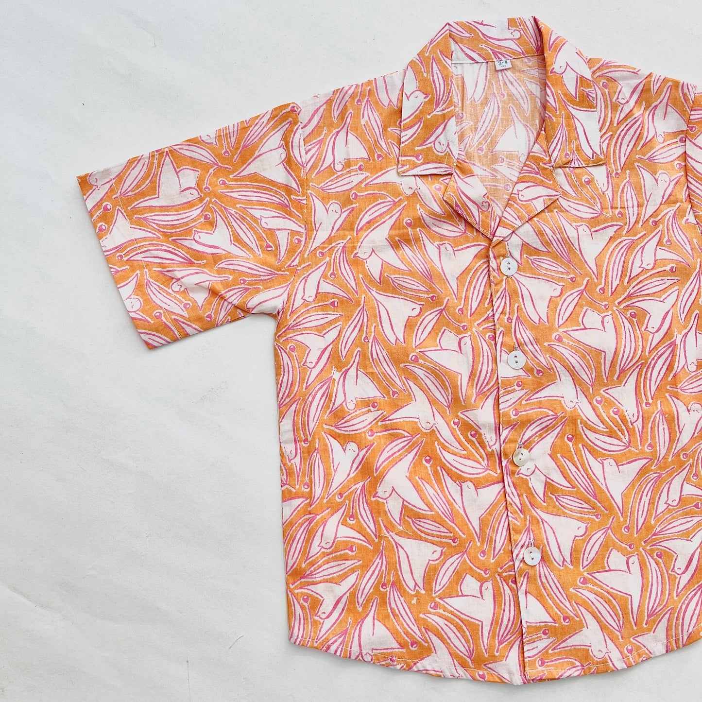 Orange Bird Cotton Printed Boys Shirt (0-8 Yrs)