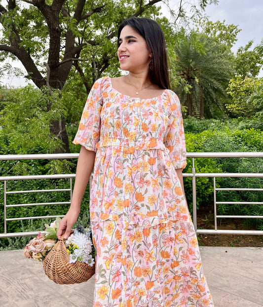 Summer Oranges Printed Dress