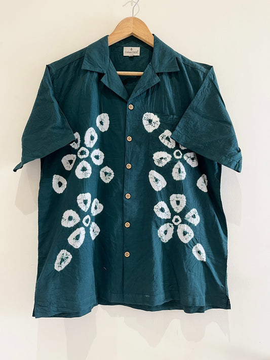 Green Shibori Hand Dyed Cotton Shirt