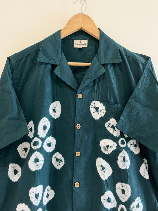 Green Shibori Hand Dyed Cotton Shirt