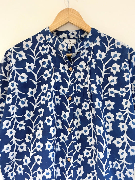 Indigo Dabu Printed Top