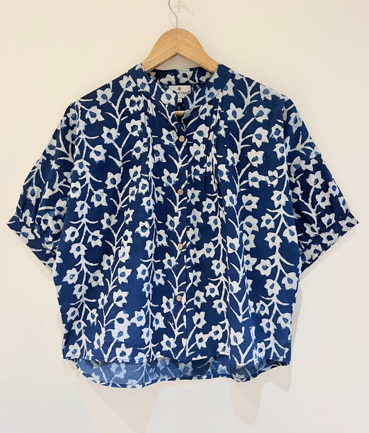 Indigo Dabu Printed Top