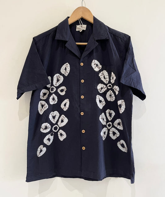 Black Shibori Hand Dyed Cotton Shirt