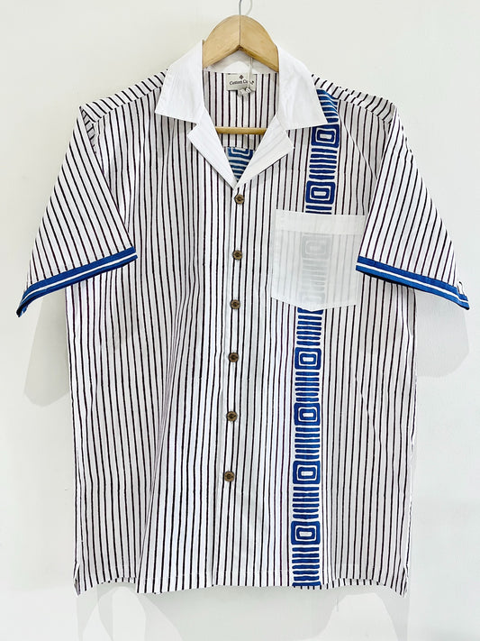 Stripes Block Printed Organic Cotton Shirt