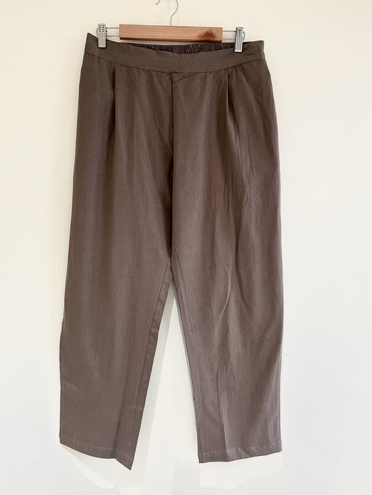 Brown Narrow Leg Cotton Pants