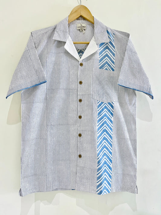 Stripes Block Printed Organic Cotton Shirt