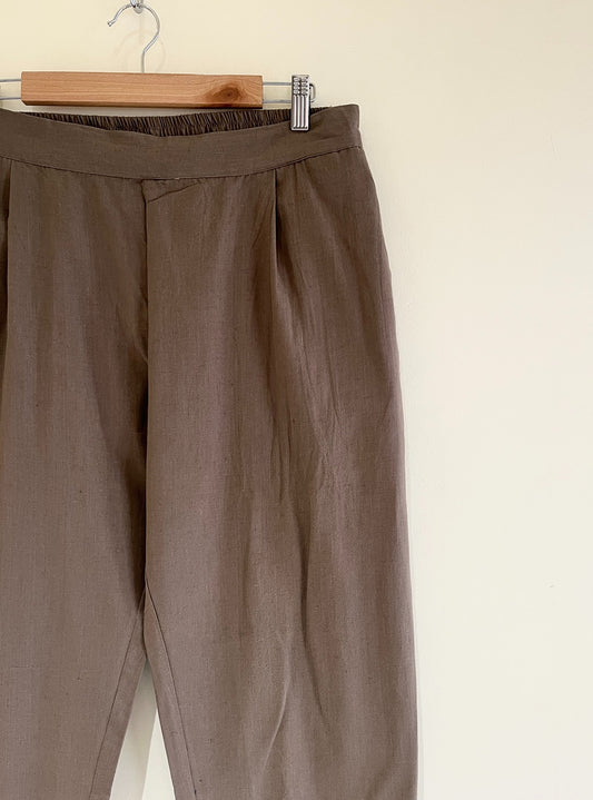 Brown Narrow Leg Cotton Pants