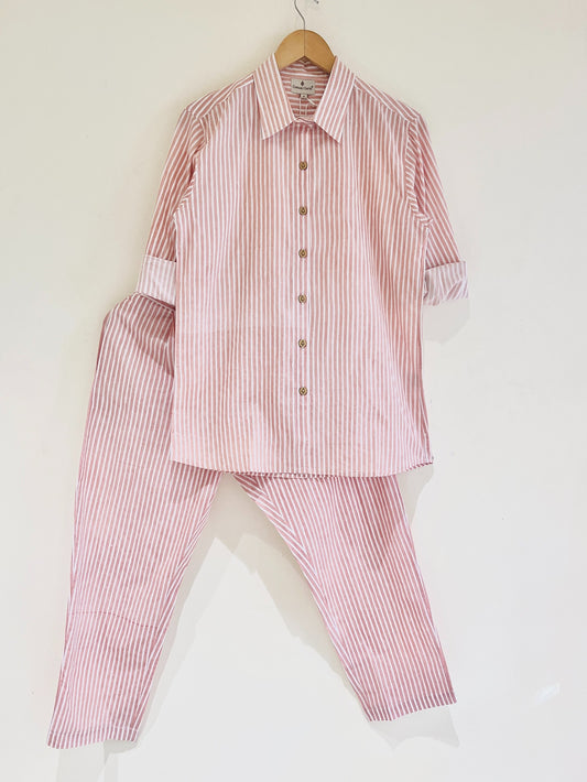 Tan Brown Stripe Co-Ord Set