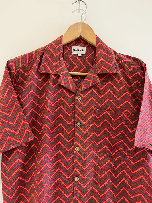 Cotton Block Printed Slim Fit Shirt