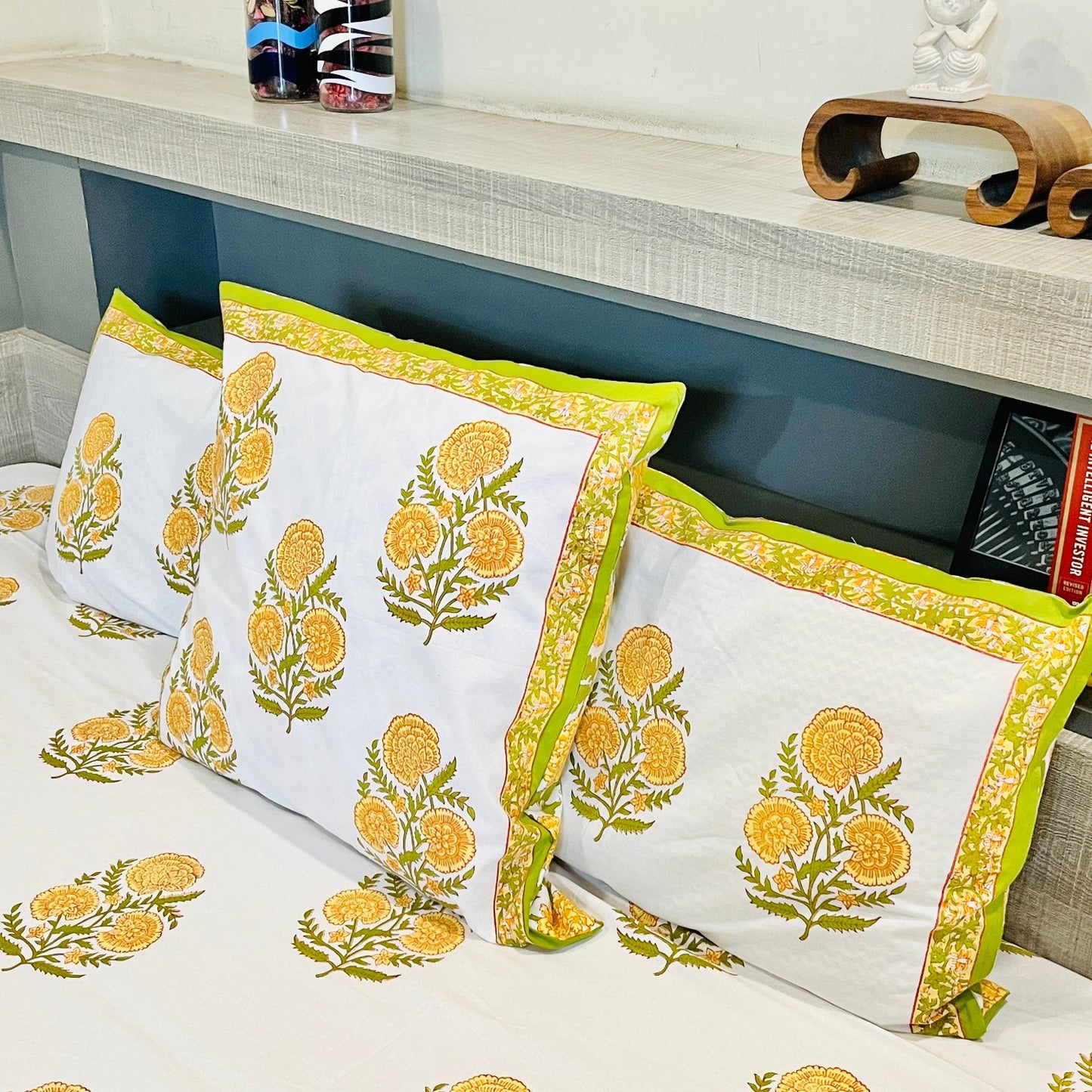 Yellow Dahlia Bed Sheet with Pillow Covers