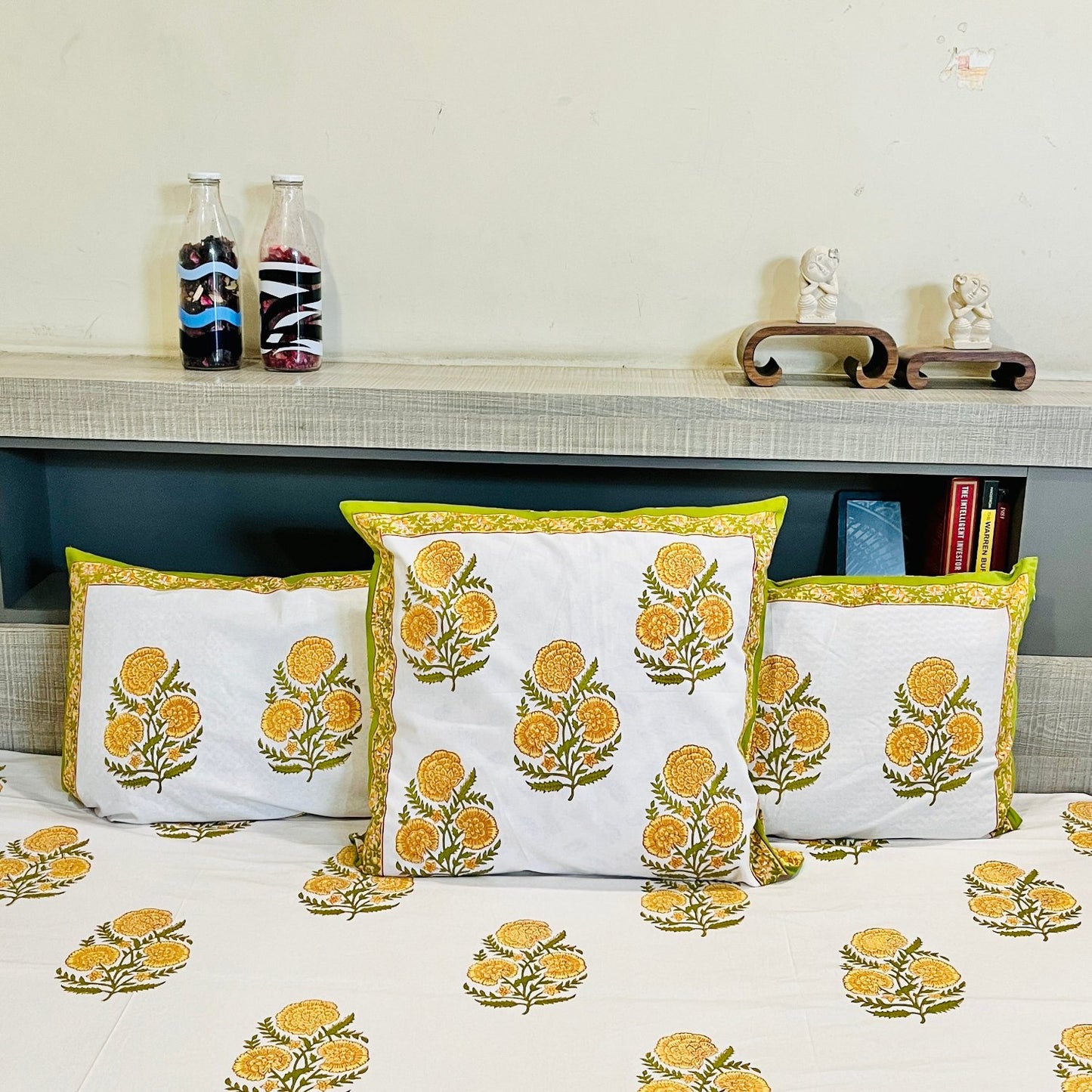 Yellow Dahlia Bed Sheet with Pillow Covers