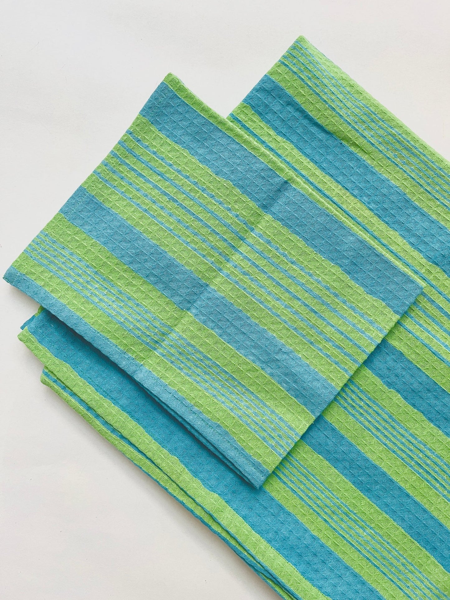 Green Printed waffle Bath Towels- Set Of 2