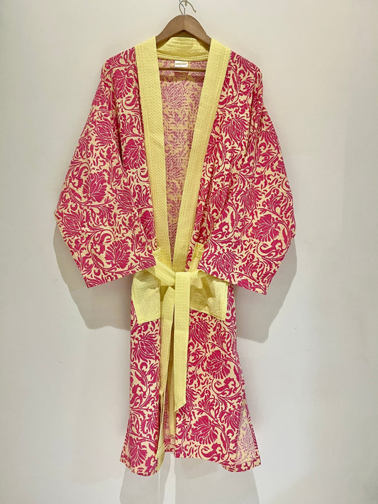 Yellow Printed Bath Robe