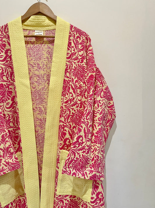 Yellow Printed Bath Robe