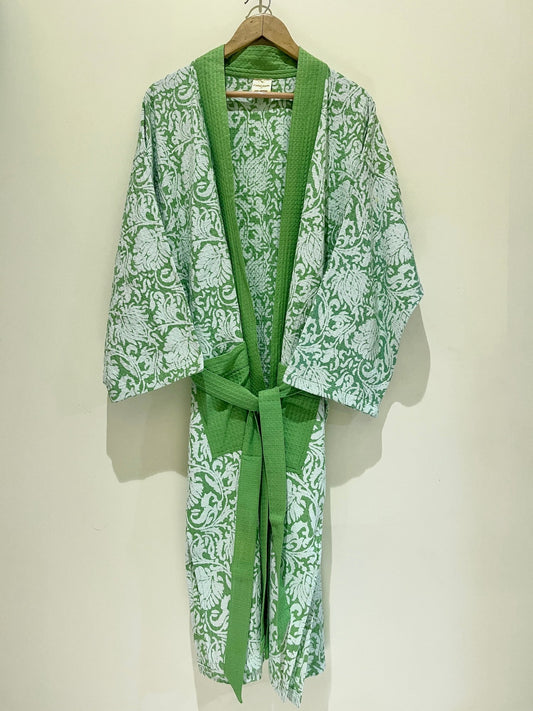 Green Printed Bath Robe