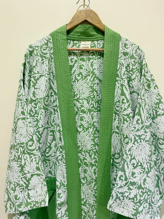 Green Printed Bath Robe