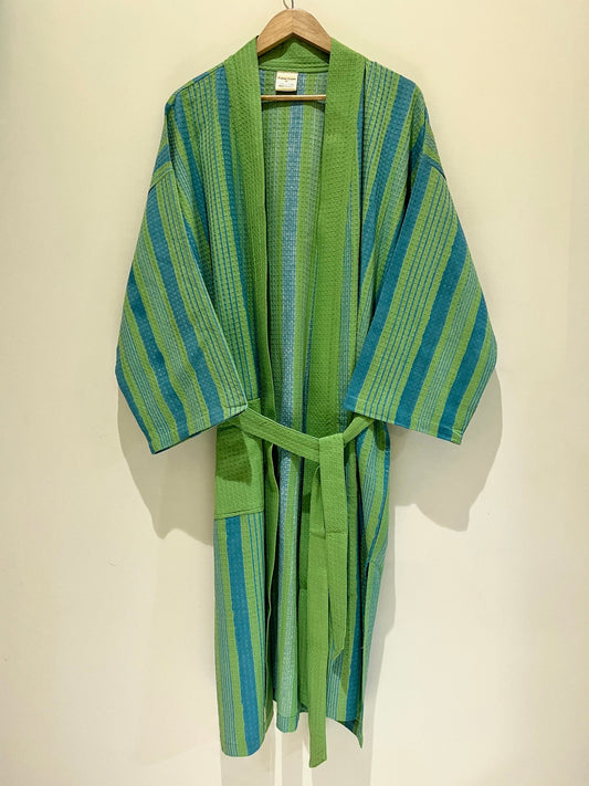 Green Stripe Printed Bath Robe