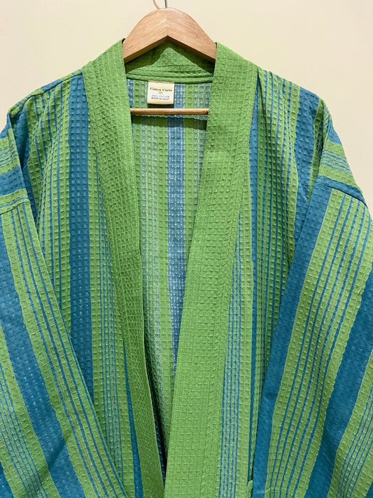 Green Stripe Printed Bath Robe