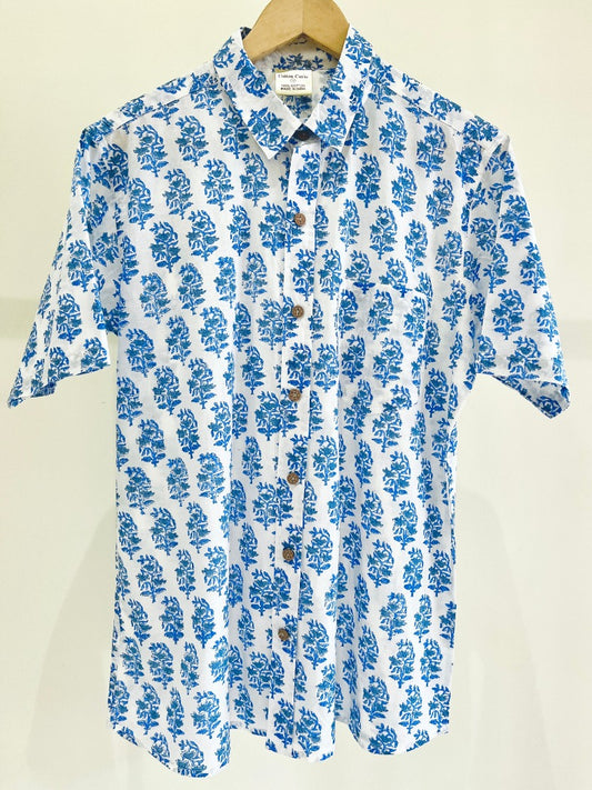 COTTON BLOCK PRINTED HALF SLEEVE SHIRT